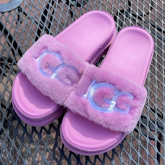 UGG Laton Fur Slide 111236 Wildflower Fluff Size 8 - Picture 15 of 16
